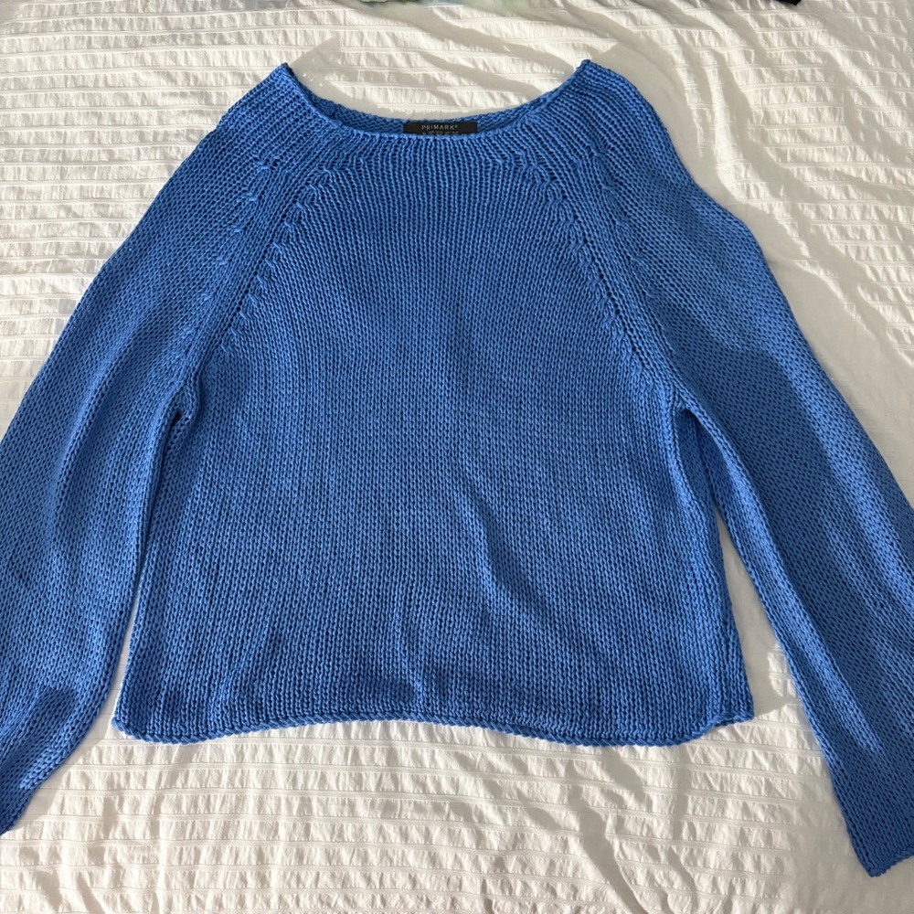 Primark Blue Crew Neck Sweater with Ribbed Knit
